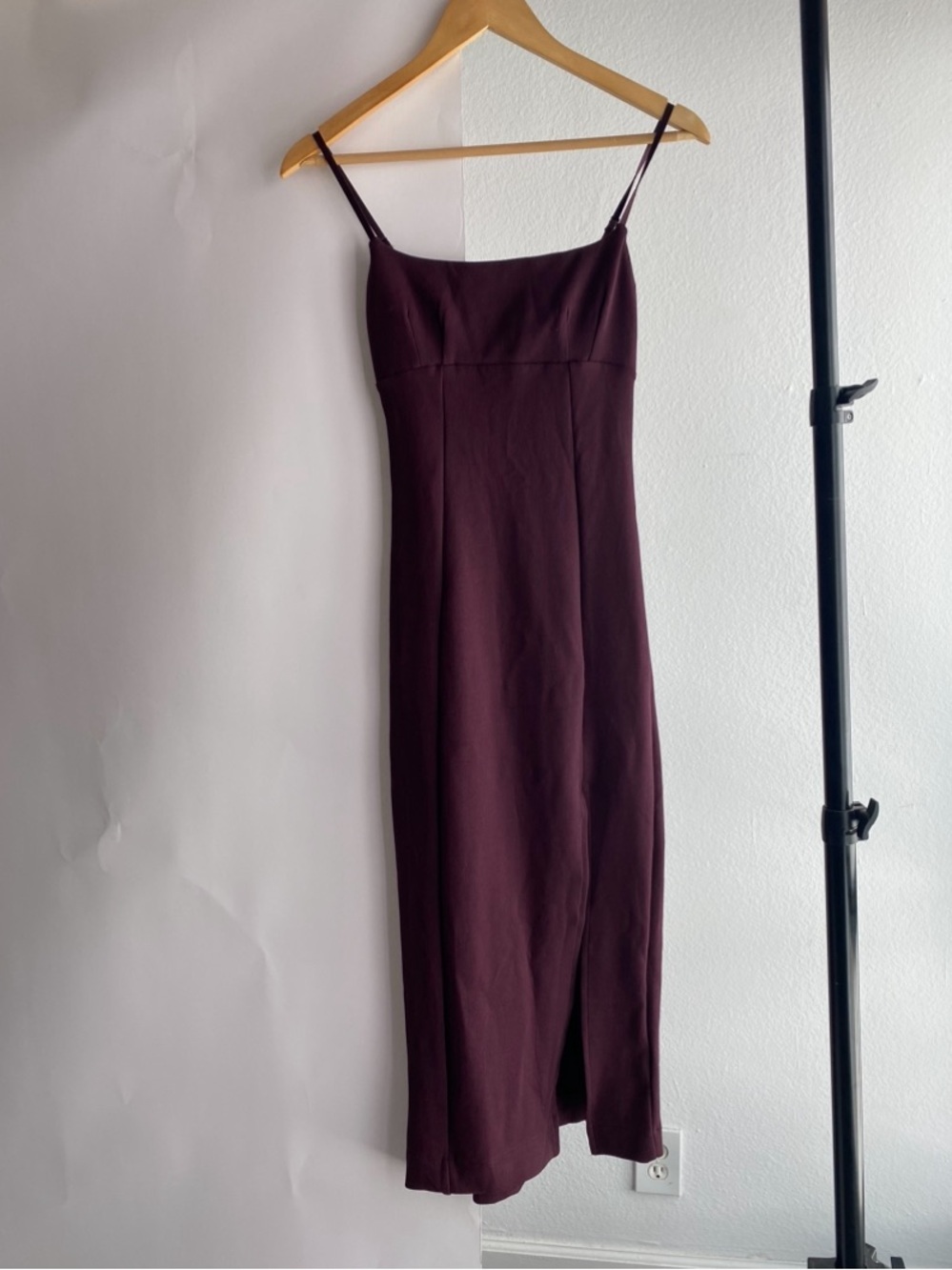 Zara Burgundy Maxi Slip Dress with Spaghetti Straps